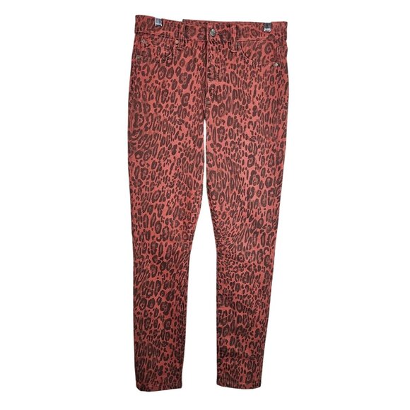 Joes High Rise Skinny Leopard Print Jeans Size 28 Red & Black Womens Denim Pants - Picture 1 of 16